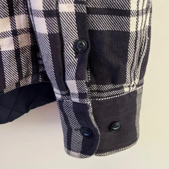 GANT Campus Flannel Over-Shirt w/ Quilted Lining Navy and White Plaid Men’s M - Picture 5 of 10